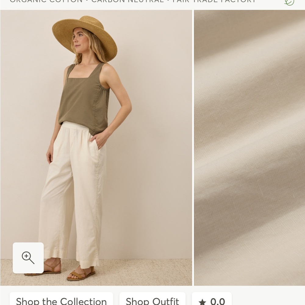 NWOT Pact Cream Wide Leg Pants